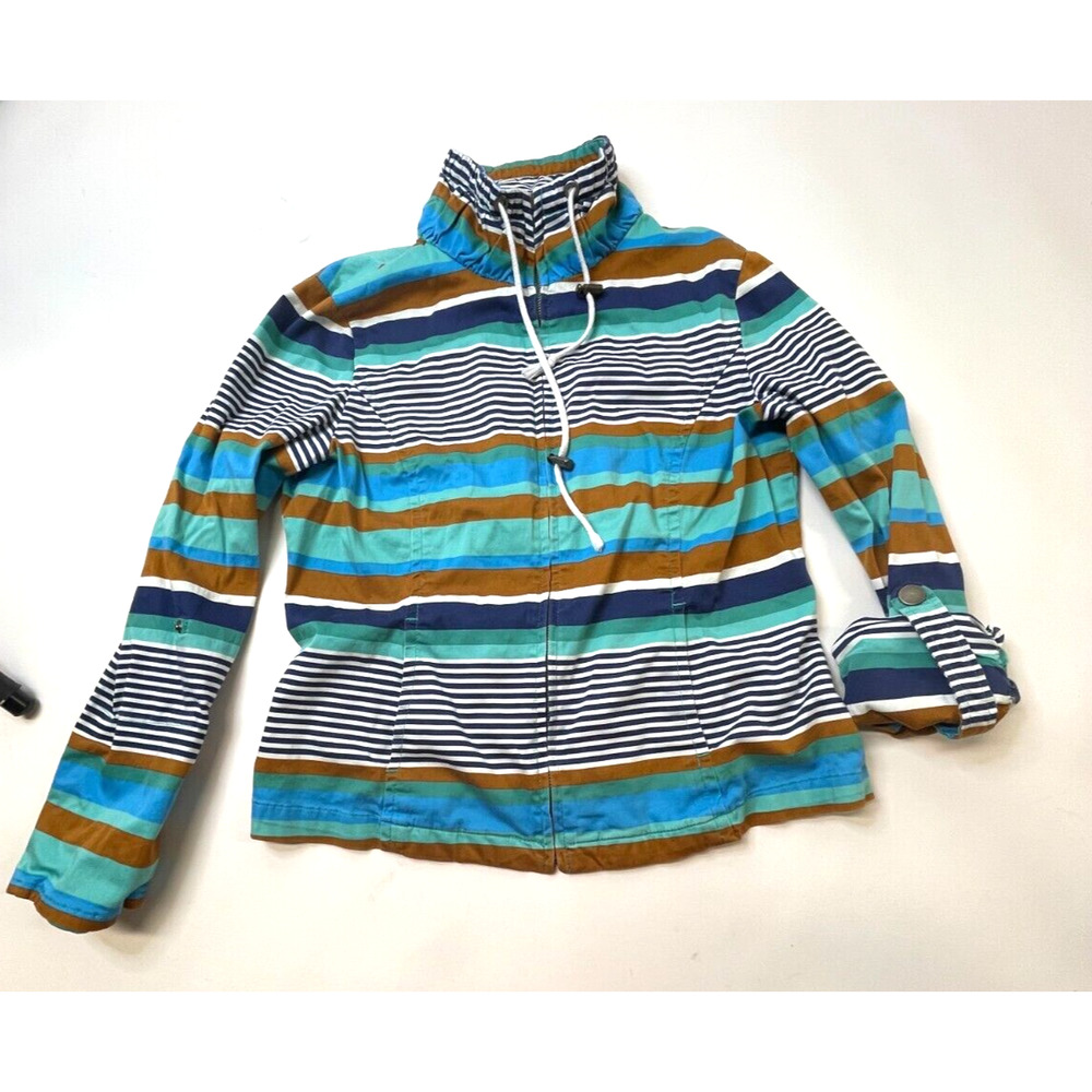 AMI women's multi stripe jacket Medium mock neck with tie boater